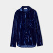 Chemise en velours bleu foncé femme