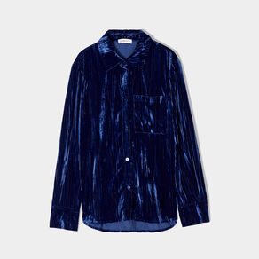 Chemise en velours bleu foncé femme