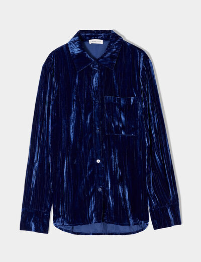 Chemise en velours bleu foncé femme