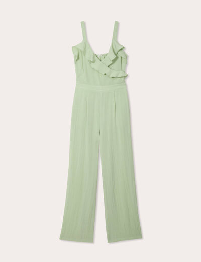 Combinaison pantalon volants vert clair femme