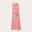Robe longue évasée boutonnée rose corail femme