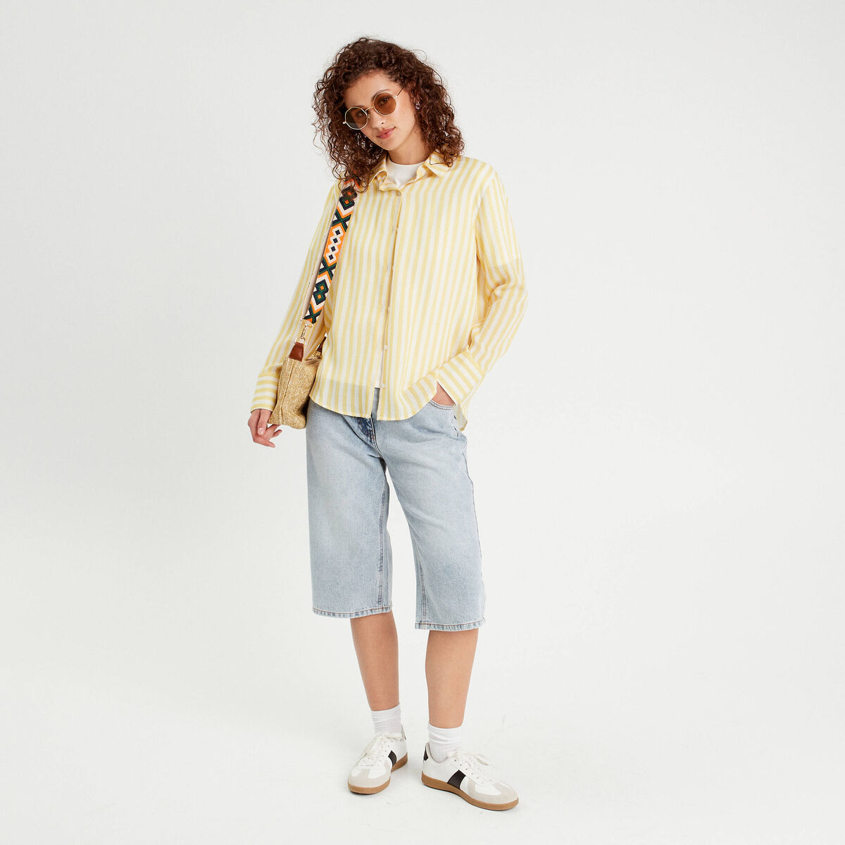Chemise manches longues jaune femme