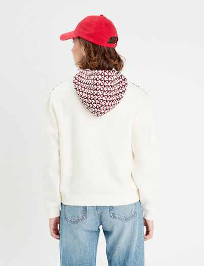 Sweat à capuche ecru femme