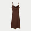 Robe longue droite en maille marron femme