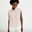 Blouse sans manches col classique marron femme