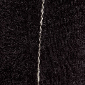 Gilet zippé mailles duveteuses noir femme