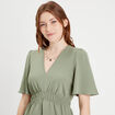 Robe évasée taille élastiquée vert kaki femme