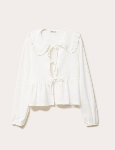 Blouse ajustée manches longues ecru femme