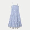 Robe longue &eacute;vas&eacute;e &agrave; fines bretelles blanc femme