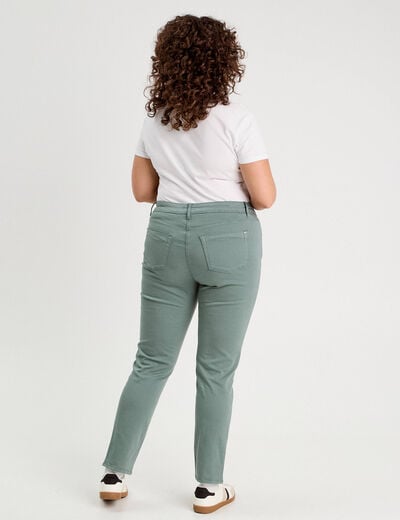 Jeans slim 5 poches vert fonc&eacute; femme