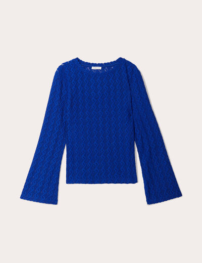 T-shirt manches pagodes bleu electrique femme