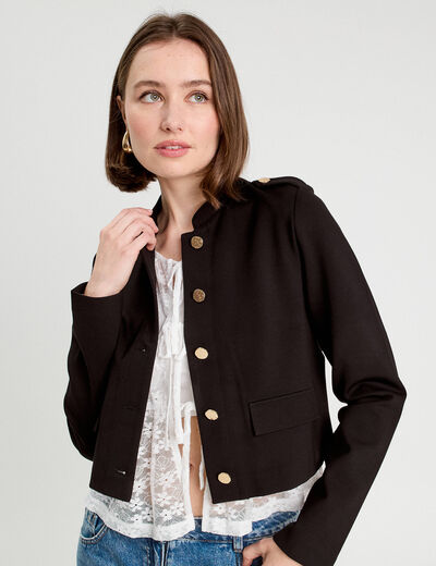 Veste avec boutons noir femme