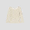 Pull crochet manches longues ivoire femme