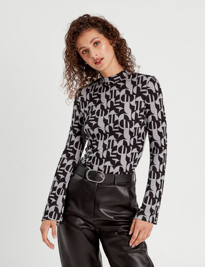 T-shirt manches pagodes gris femme