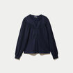 Blouse maille relief&eacute;e bleu marine femme