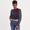 T-shirt effet 2-en-1 bleu foncé femme