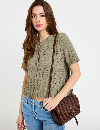 Sac &agrave; rabats marron femme