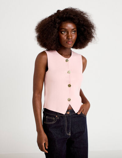 Gilet sans manches cropped rose clair femme