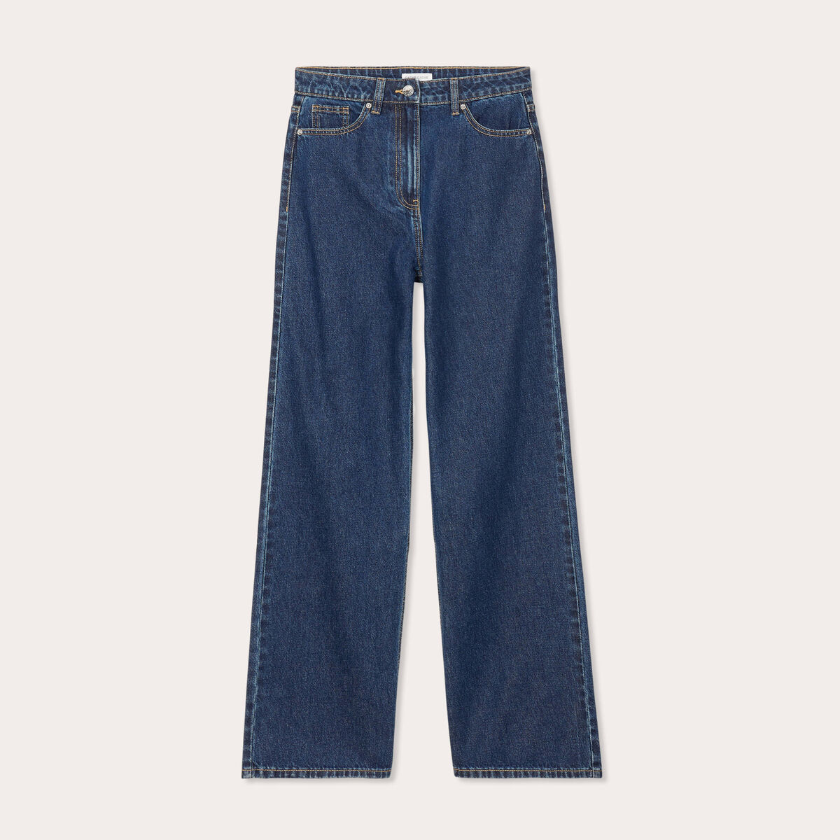 Jeans wide leg taille haute denim brut femme