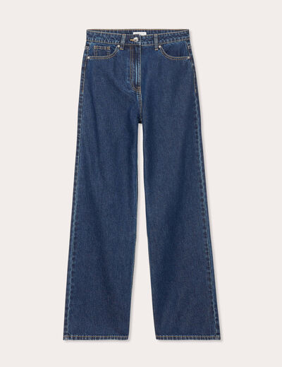 Jeans wide leg taille haute denim brut femme