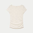 T-shirt ajust&eacute; dentelle col bateau ecru femme