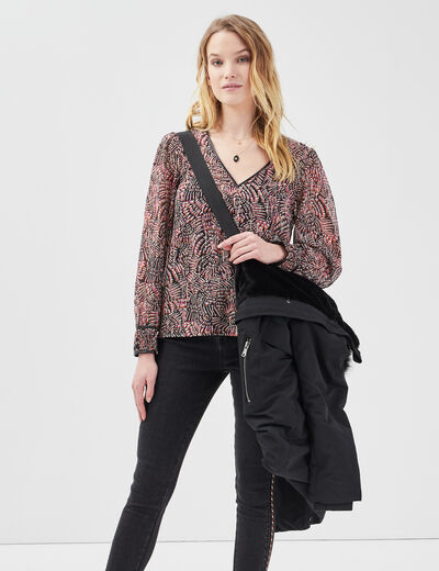 Parka droite avec capuche noir femme