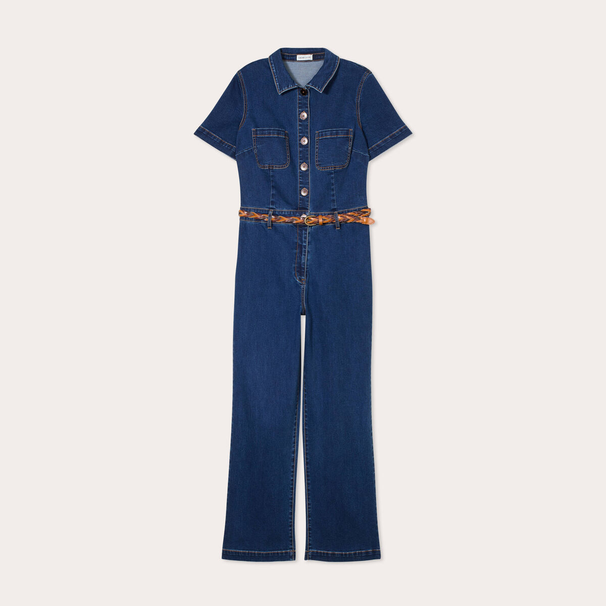 Combinaison pantalon en jean denim brut femme