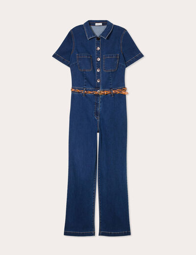Combinaison pantalon en jean denim brut femme