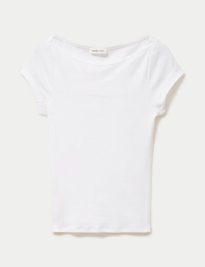 T-shirt ajust&eacute; manches courtes blanc femme