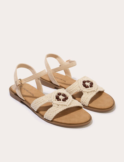 Sandales aspect chin&eacute; sable femme