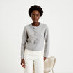 Gilet manches longues col rond gris clair femme