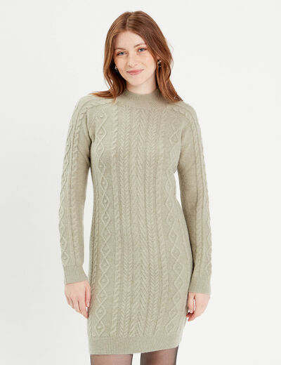 Robe pull ajustée torsades vert pastel femme