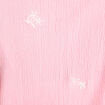 Blouse nouée brodée rose poudrée femme