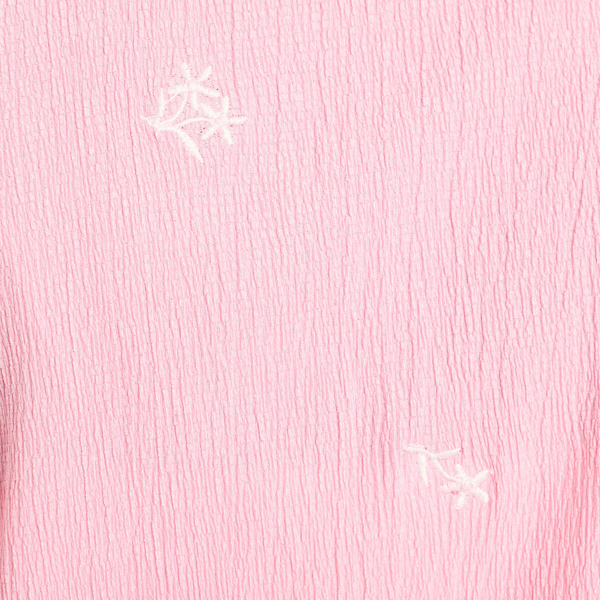 Blouse nouée brodée rose poudrée femme