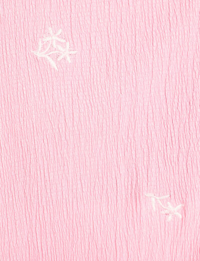 Blouse nouée brodée rose poudrée femme