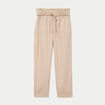 Pantalon droit 7/8&egrave;me taille haute sable femme