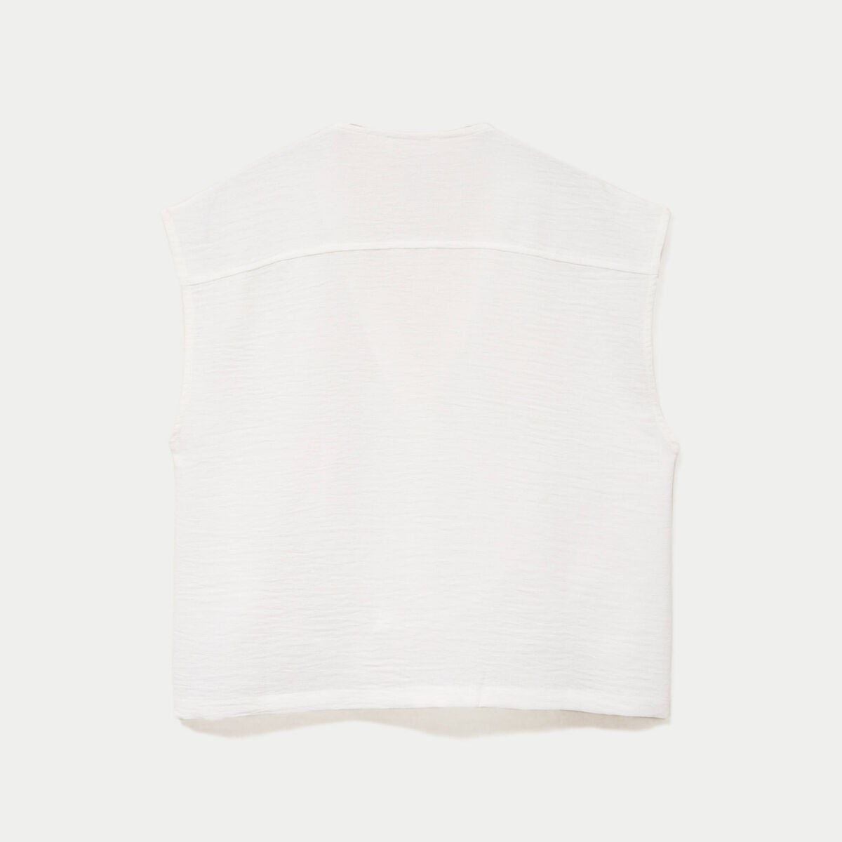 Blouse droite sans manches col v ecru femme