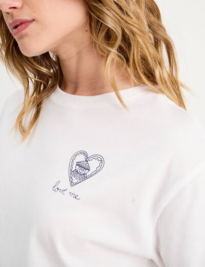 T-shirt avec coquillages blanc femme
