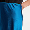 Jupe midi droite effet satin bleu marine femme
