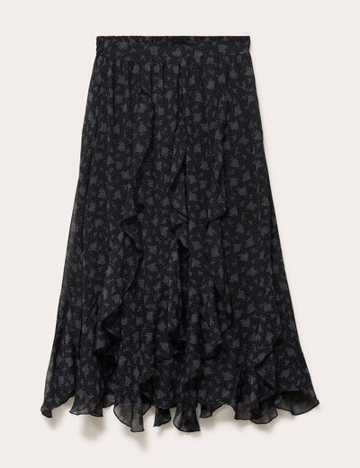 Jupon &eacute;vas&eacute; longueur 3/4 en voile noir femme