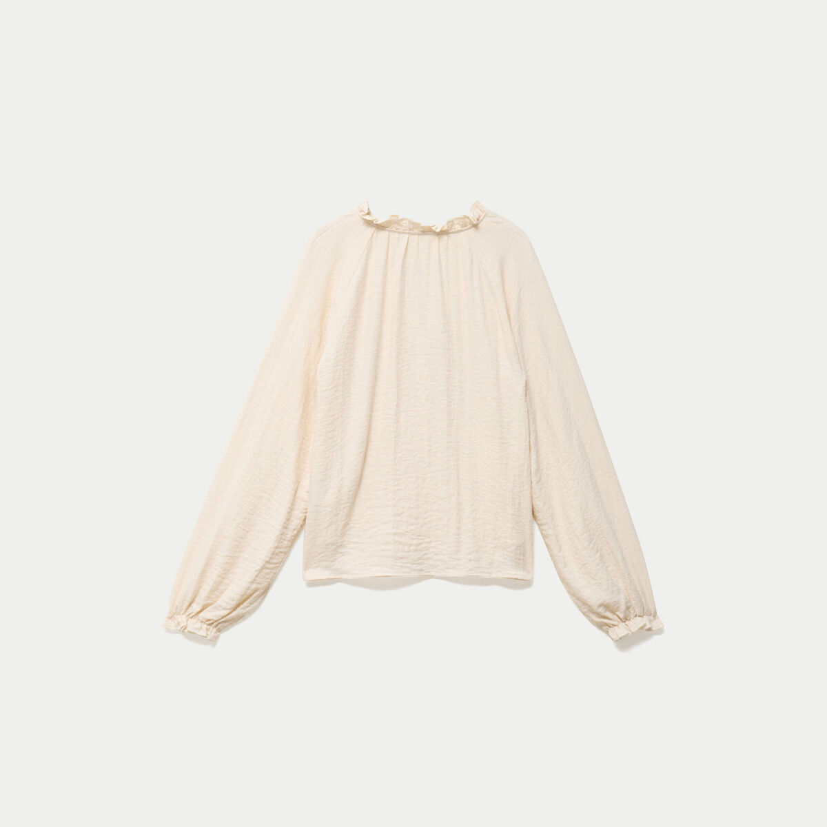 Blouse ample pliss&eacute;e manches longues ecru femme