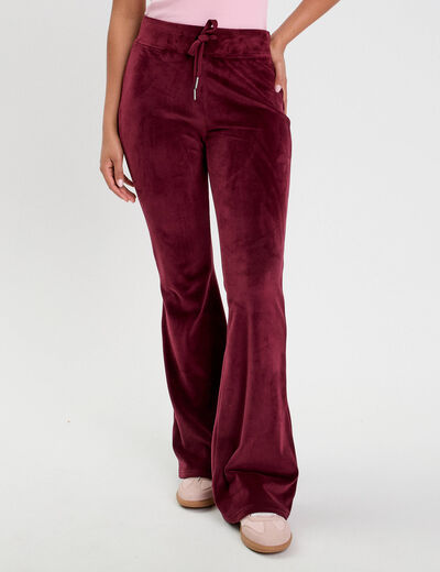 Pantalon bootcut velours rouge foncé femme