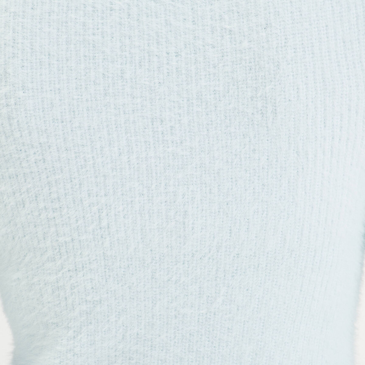 Pull manches longues col en V bleu pastel femme