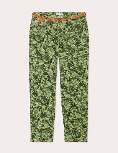 Pantalon chino slim 7/8ème vert femme