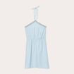 Robe évasée bretelles nouées denim bleach femme