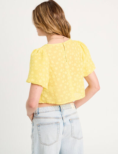 Blouse manches courtes jaune pastel femme