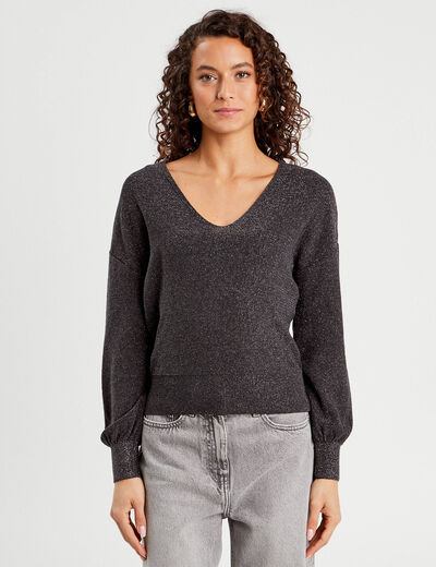 Pull réversible gris foncé femme