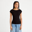 T-shirt cintr&eacute; col bateau noir femme