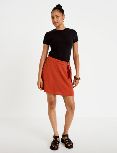 Jupe-short &eacute;vas&eacute;e courte orange fonc&eacute; femme