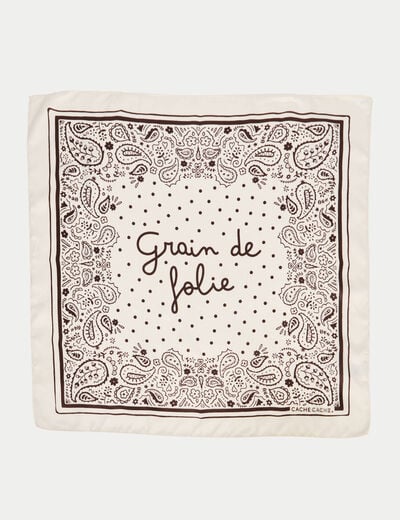 Foulard satin&eacute; soyeux ecru femme
